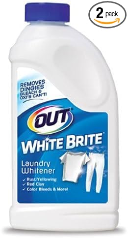 OUT White Brite Laundry Whitener Powder, Stain Remover Detergent Booster for Clothes, Removes Red Clay and Rust Stains on White Clothing and Uniforms, 28 Ounce - Pack of 2