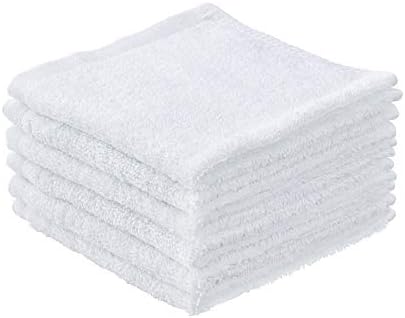 Superio Terry Cloth Rags White Washcloths 100% Cotton 12" Cleaning Cloths, Kitchen Towels, Facial Washcloth, Spa Cloths, Hand Towel, Small Lint Free Rags for Multi-Purposes, 48 Pack