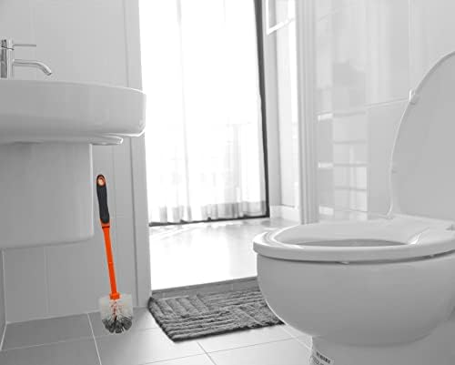 IMUSA USA (6 Pack) Round Orange Toilet Brush with Dual Tone Bristles (White & Grey)