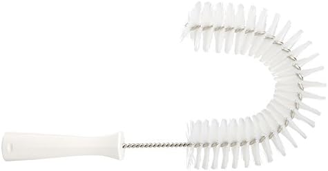 Vikan 53725 Hook Brush - 14.17-Inch Curved BPA-Free Pipe, Tube, and Gutter Cleaner, Compatible with Vikan Extension Poles, White