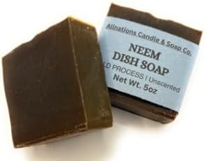Allnations Soap Co - Handmade Solid Dish Soap Bar - Free of Dyes and Fragrance - 5oz - Unscented - Vegan (Neem)