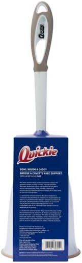 Quickie Toilet Bowl Brush and Storage Caddy with Microban for Bathroom, White, Heavy Duty Deep Cleaning, Convenient Storage, Long Handle, Fights Oder-Causing Material
