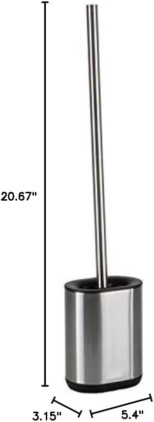 Bath Bliss Stainless Steel Satin Toilet Brush and Holder with Soft Rubber Bristles