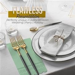 Party Solids Sage Green Scalloped Napkins Disposable 100 Pcs 3-Ply Sage Green Scalloped Dinner Napkins Disposable Decorative for Dinners & Parties, Paper Guest Towels for Bathroom & Party Supplies