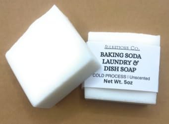 Allnations Soap Co - Handmade Solid Dish Soap Bar - Free of Dyes and Fragrance - 5oz - Unscented - Vegan (Baking Soda)
