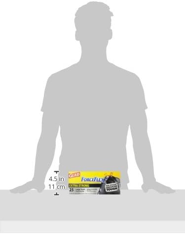 Glad Trash Bags, Large Drawstring Garbage Bags‚ ForceFlexPlus 30 Gallon Black Trash Bag - 25 Count Each (Pack of 6)