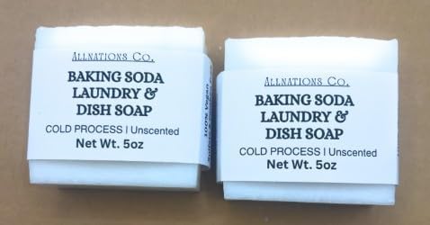 Allnations Soap Co - Handmade Solid Dish Soap Bar - Free of Dyes and Fragrance - 5oz - Unscented - Vegan (Baking Soda)