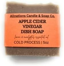 Allnations Soap Co - Handmade Solid Dish Soap Bar - Free of Dyes and Essential Oil - 5oz - Vegan (Apple Cider)