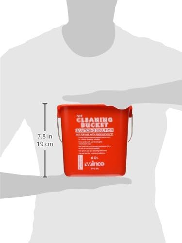 Winco 6qt Cleaning Bucket, Red Sanitizing Solution