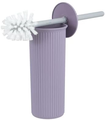 Decorative Plastic Toilet Bowl Brush and Holder Set, Lilac Purple (1 Pack) Cleaner Scrubber for Bathroom - Ribbed Design