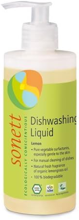 Sonett Organic Lemon Dishwashing Liquid Soap (34 and 10 fl oz) and Dishwasher Tablets (17 fl oz) Set of 3