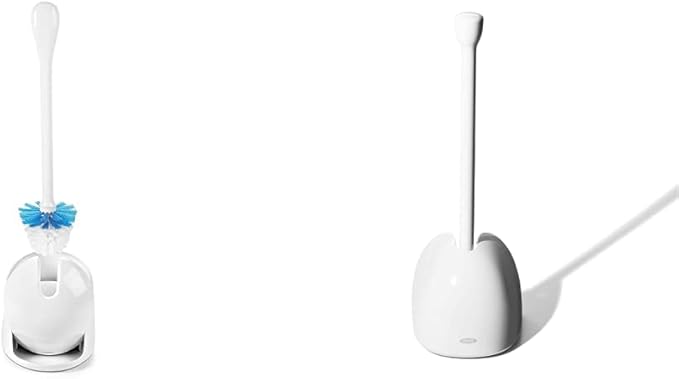 OXO Good Grips Compact Toilet Brush & Canister (White) and OXO Good Grips Toilet Plunger with Cover (White)
