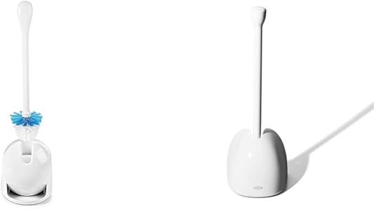 OXO Good Grips Compact Toilet Brush & Canister (White) and OXO Good Grips Toilet Plunger with Cover (White)