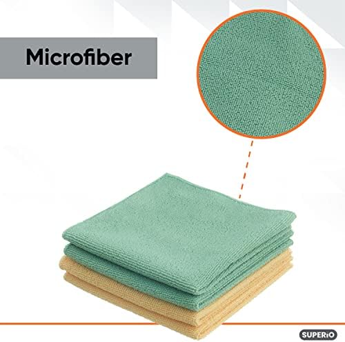 Superio Microfiber Cleaning Cloth for Cars, Kitchen Cleaning Rags for Housekeeping, 16" Absorbent Micro Fiber Towels for House, All-Purpose Streak-Free lint-Free Wash Cloths (Yellow/Green), 96 Pack