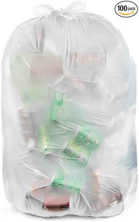 Aluf Plastics 20-30 Gallon 1.5 MIL (eq) Clear Heavy Duty Garbage Bags - 30" x 36" - Pack of 100 - For Industrial, Recycling, Storage, & Outdoor