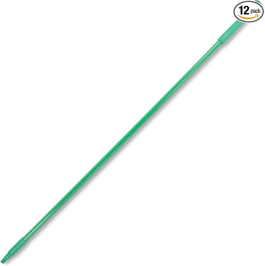 SPARTA Fiberglass Broomstick Replacement Broom Handle with Acme Threaded Tip for Industrial Cleaning Tools, Fiberglass, 60 Inches, Green, (Pack of 12)
