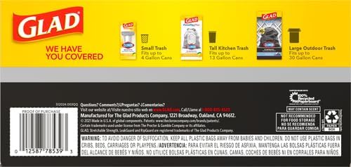 Glad Large 30 Gallon Trash Bags,Unscented Heavy Duty Garbage Bags,Forceflex with Drawstring,(Packaging May Vary), 50 Count (Pack of 150)