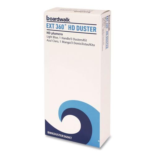 Boardwalk Extension 360 HD Duster Kit, 1 Extendable Handle (18"-36") & 3 Dusters, Great for Hard-to-Reach Areas, Soft Fluffy Flexible Fibers, White, Traps Dust, Dirt, Pet Hair