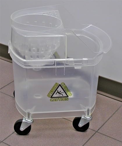 Albino Rhino Transparent Mop Bucket with Wringer - 100% Metal-Free - Inmate-Safe for Corrections Facilities
