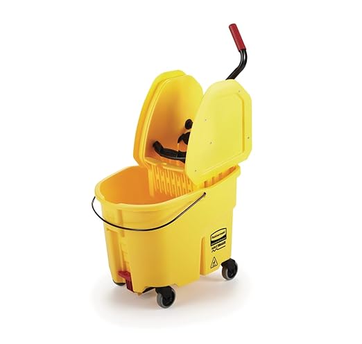 Rubbermaid Commercial Down Press Wringer for WaveBrake Buckets, 16-32 oz Capacity, Yellow, Heavy Duty Mopping/Cleaning for Professional/Janitorial Use