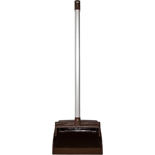 SPARTA Color Coded Upright Dustpan with 30 Inch Aluminum Handle, Serrated Edge and Locking Yoke, Standing Commercial Floor Dust Pan, Pink, Pack of 6