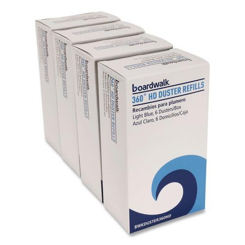 Boardwalk Duster Refills for 360 Handle Dusters, 24-Pack, Soft Fluffy Flexible Fibers, Blue, Traps Dust, Dirt, Pet Hair, No Residue