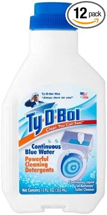 PACK OF 12 - Ty-D-Bol Clean You Can See! Continuous Blue Water Powerful Cleaning Detergents, 12 fl oz