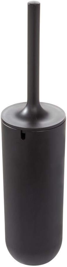 iDesign - 29567 Cade Bowl Brush and Holder, Toilet Cleaning Set for Bathroom, Matte Black 2 Each