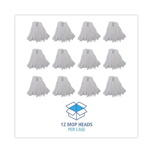 Boardwalk Nonwoven #20 Cut End Edge Mop Heads, 12-Pack, Commercial Replacement, Large, Class 1000, Enviro Clean with Tailband, for Clamp Handles, Durable