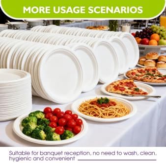 Compostable Paper Plates 10 Inch 500 Pack, Biodegradable Disposable Plates Heavy Duty White Plates, Made of Natural Sugarcane Bagasse, Unbleached Round Dinner Plates