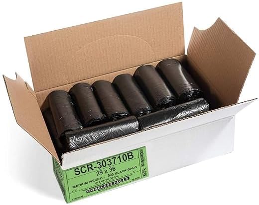 Aluf Plastics 20-30 Gallon 10 Micron (eq) Black Trash Bags - 29" x 36" For Home, Office, & Bathroom (Pack of 2000)
