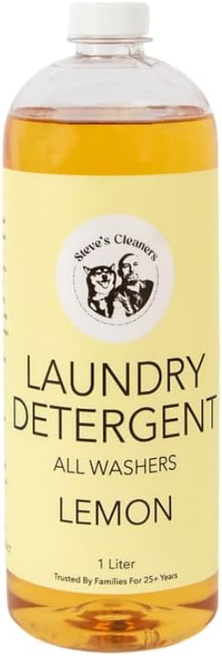 Steve's Cleaners, Lemon Laundry Detergent, Lemon Essential Oil - 100 Loads - Tough On Dirt, Sensitive Skin Safe, All Washers, 1 Liter