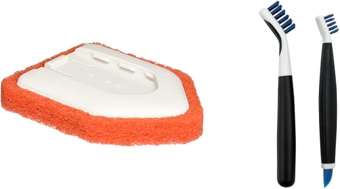 OXO Good Grips Tub and Tile Scrubber Refill, Orange, 1 Count (Pack of 1) and OXO Good Grips Deep Clean Brush Set, Blue