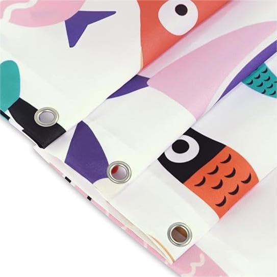 RosieLily Fish Shower Curtain, Kids Shower Curtains Set with 12 Hooks, Waterproof Shower Curtain, Cartoon Fun Fishes Bath Curtains, 72x72 ''
