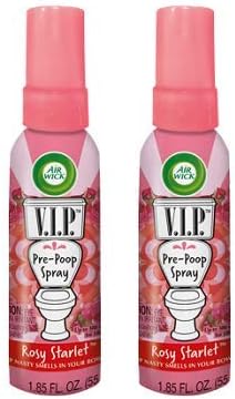 Air Wick V.I.P. Pre-Poop Toilet Spray | Rosy Starlet Scent | Contains Essential Oils | Travel Size Air Freshener | Up to 100 uses - 1.85 Ounce (Pack of 2)