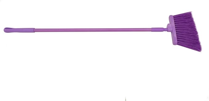 SPARTA 41083EC68 Plastic Color Coded Broom, Unflagged Bristles, Long Broom With Angled Head For Small Debris Cleaning, 56 Inches, Purple, (Pack of 12)