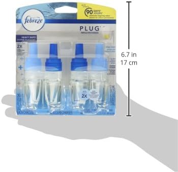 Febreze Odor-Fighting Fade Defy PLUG Air Freshener Refill, Heavy Duty Crisp Clean, (2) .87 fl. oz. Oil Refills