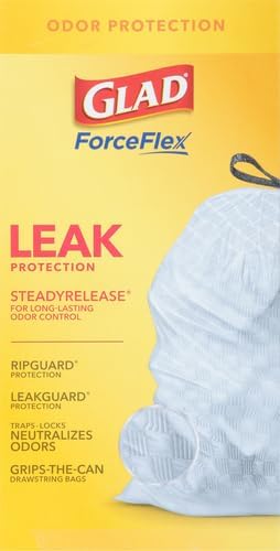 Glad ForceFlex Trash Bags 13 Gallon Gain Lemon Zest | Tall Kitchen | Drawstring | Dual Layer Protection | 40 Count, Pack of 6