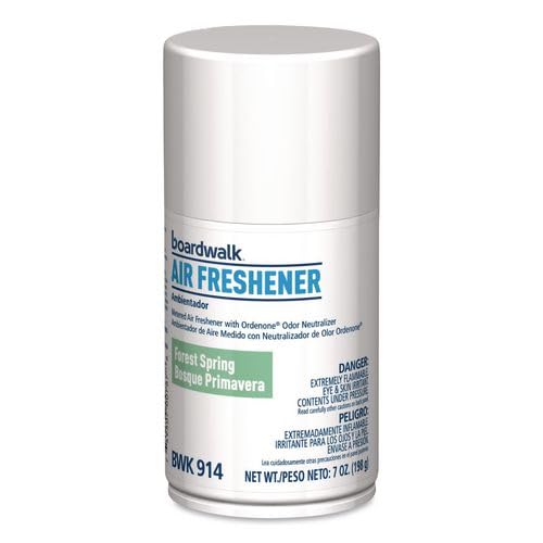 Boardwalk 7oz Metered Air Freshener Refill, 6-Pack, Forest Spring Scent, Aerosol Spray, Fits Most Dispensers, Odor Eliminator, Made in the USA