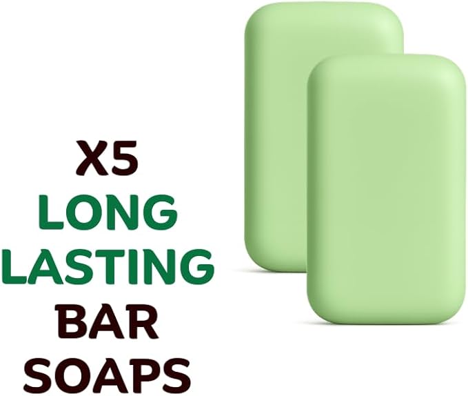 Hypoallergenic Laundry Soap Bar with Green Tea for Sensitive Skin - 5Pcs