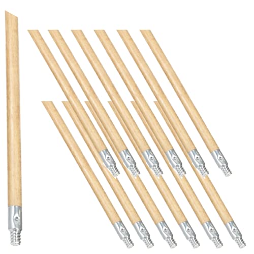 Rubbermaid Commercial Products Lacquered-Wood Broom Handle With Threaded Metal Tip, 60", Natural for Floor Cleaning/Sweeping in Home/Office, Pack of 12