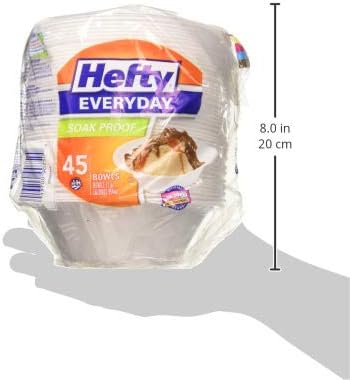 Hefty Everyday Soak-Proof Foam Bowls, White, 12 Ounce, 45 Count