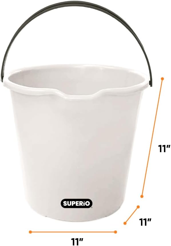 Superio 2-Pack Plastic Cleaning Bucket for Home, 2 Gallon Pail for Mopping with Large Spout - Bucket for Floor Mopping, Car Wash - Bowls for Camping, Fishing