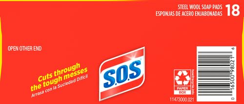S.O.S Steel Wool Soap Pads,18 Count (Pack of 12)