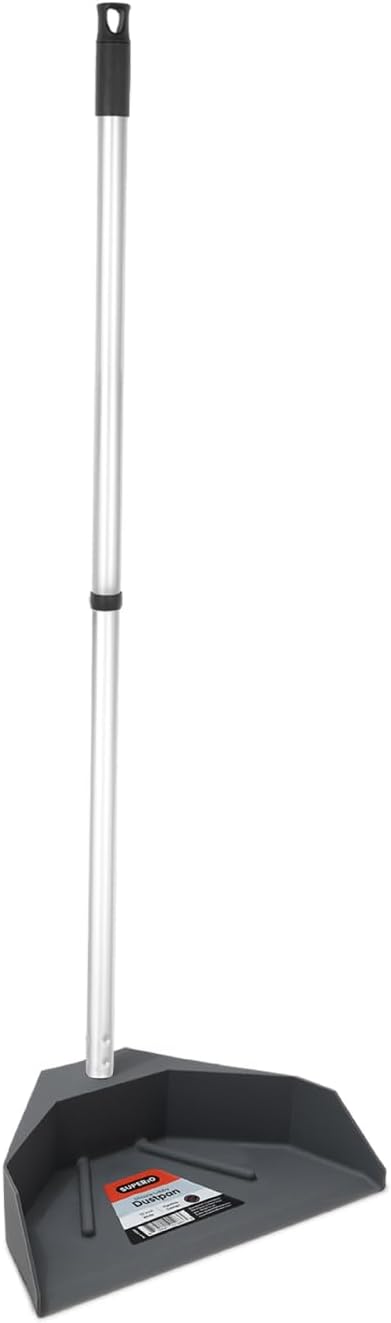 Silicone Dust Pan with Handle Lobby Dustpan with Long Handle Stand Up Dustpan, 48" 3-Part Long Handle, By Superio
