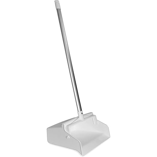 SPARTA Color Coded Upright Dustpan with 30 Inch Aluminum Handle, Serrated Edge and Locking Yoke, Standing Commercial Floor Dust Pan, Pink, Pack of 6