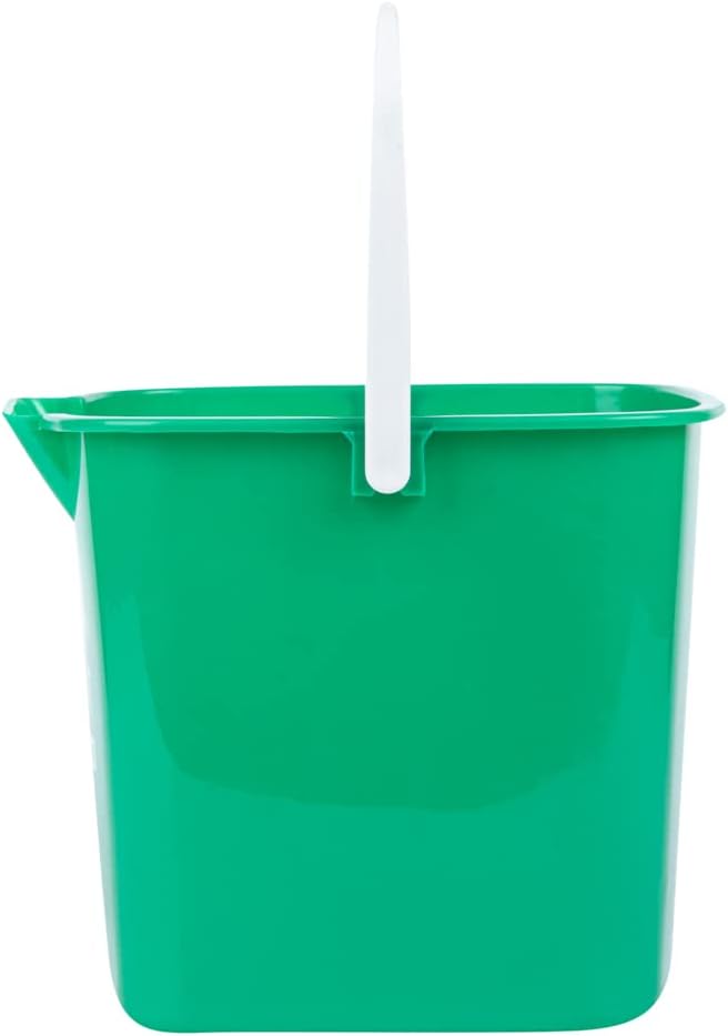 RW Clean 6 Quart Cleaning Buckets, 10 Detergent Square Buckets - With Measurements, Built-In Spout And Handle, Green Plastic Utility Buckets, For Home Or Commercial Use, - Restaurantware