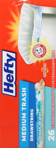 Hefty Medium Trash Bags,Ocean Water Scent,8 Gallon,26 Count (Pack of 12)