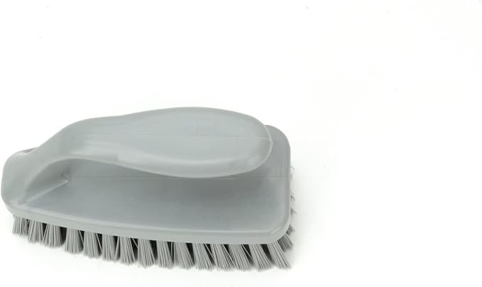 SPARTA Scrub Brush with Iron Shaped Handle and Stiff Bristles, Heavy Duty Scrubber Brush for Kitchen, Bathroom, Shower, Tile, Sink, Carpet and Bakepans, Polypropylene, 6 Inches, Gray