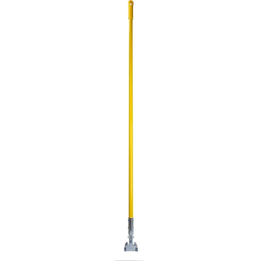 SPARTA Jaw Clamp Dust Mop Handle, Floor Dust Mop Frame Handle, Gripper Holder with Clip-On Connector for Floor Cleaning, Janitorial Supplies, Commercial Use, 60 Inches, Yellow, (Pack of 12)